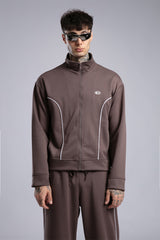 Şerit Detaylı Fermuarlı Sweatshirt