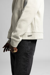 Diyagonal Dokulu Fermuarlı Kapüşonlu Sweatshirt