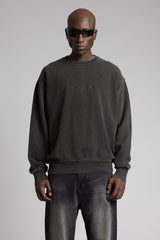 Nakışlı Yıkamalı Sweatshirt