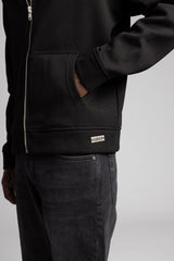 Diyagonal Dokulu Fermuarlı Kapüşonlu Sweatshirt