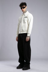 Minimal Nakışlı Fermuarlı Sweatshirt