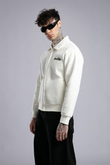 Minimal Nakışlı Fermuarlı Sweatshirt