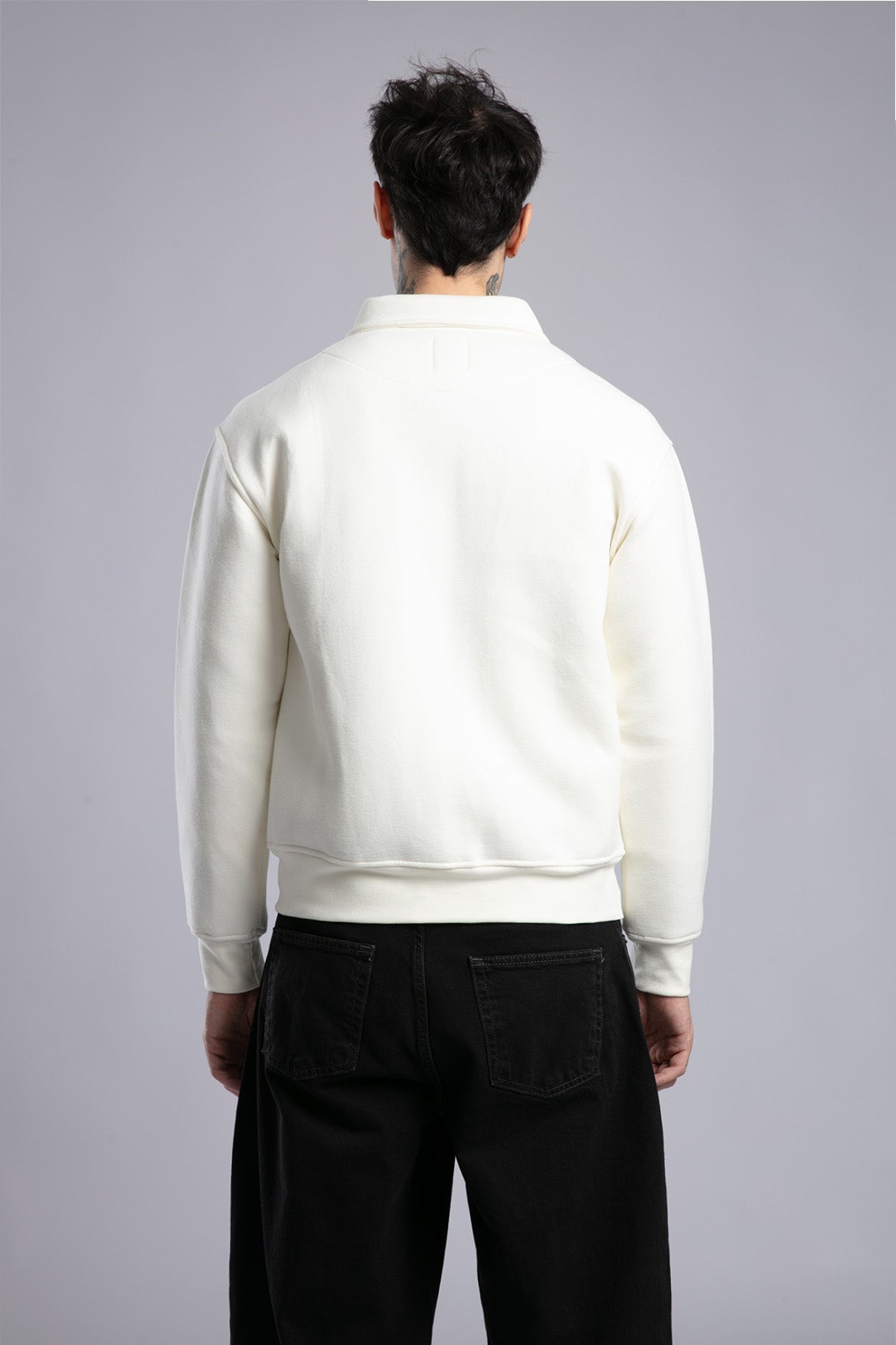 Minimal Nakışlı Fermuarlı Sweatshirt