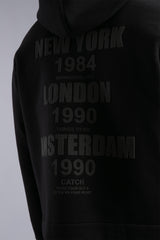 Kabartma Yazılı Fermuarlı Kapüşonlu Sweatshirt