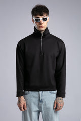Yüksek Yaka Fermuarlı Sweatshirt