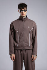 Şerit Detaylı Fermuarlı Sweatshirt