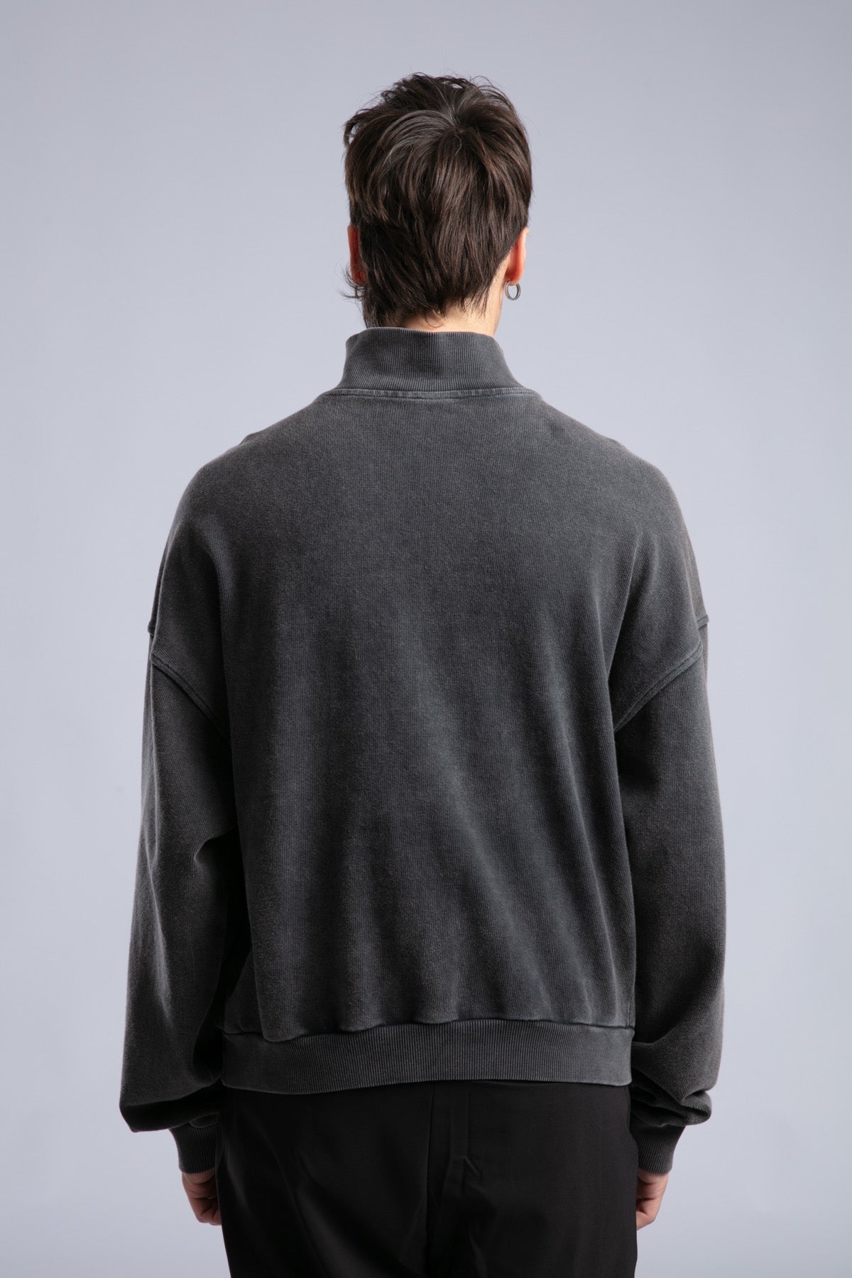 Yarım Fermuarlı Yıkamalı Sweatshirt