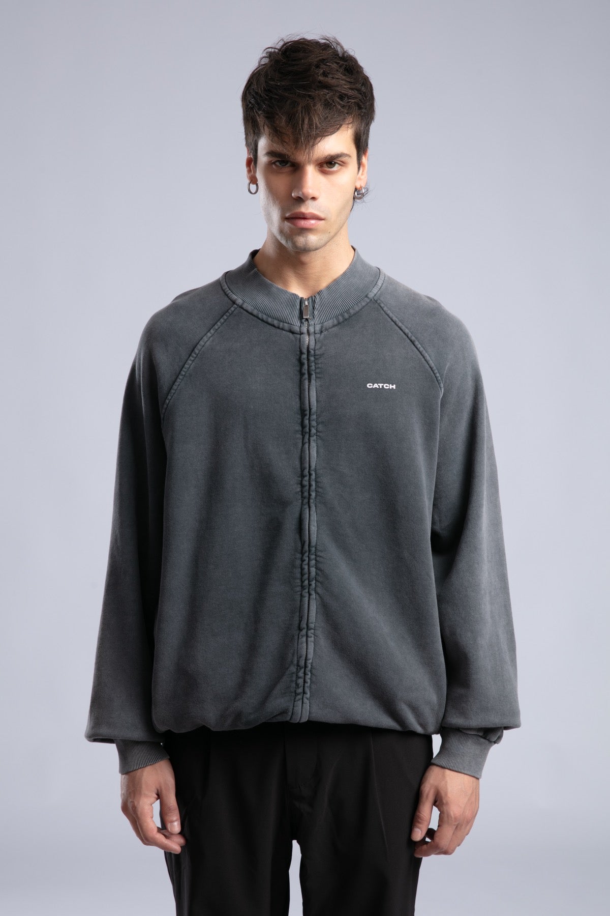 Yıkamalı Fermuarlı Sweatshirt