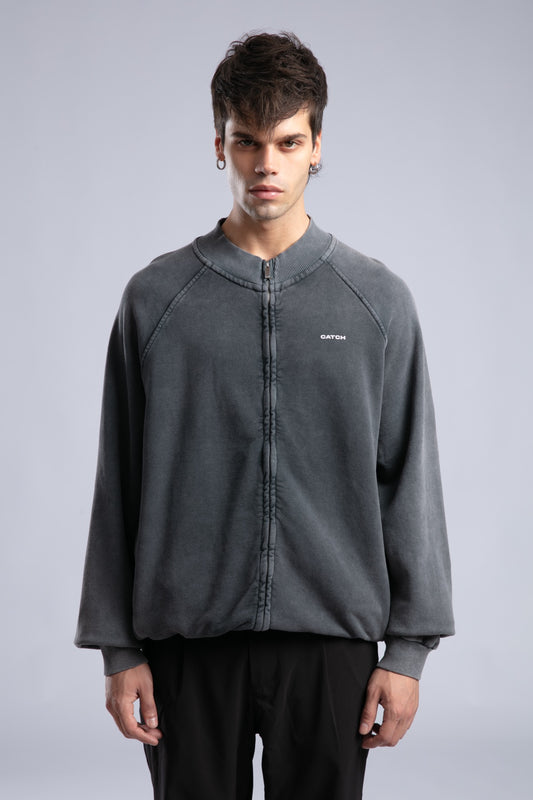 Yıkamalı Fermuarlı Sweatshirt