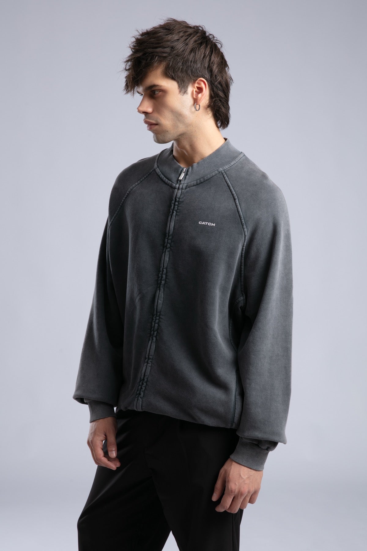 Yıkamalı Fermuarlı Sweatshirt