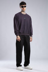 Minimal Logo Baskılı Yıkamalı Sweatshirt