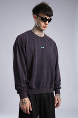 Minimal Logo Baskılı Yıkamalı Sweatshirt