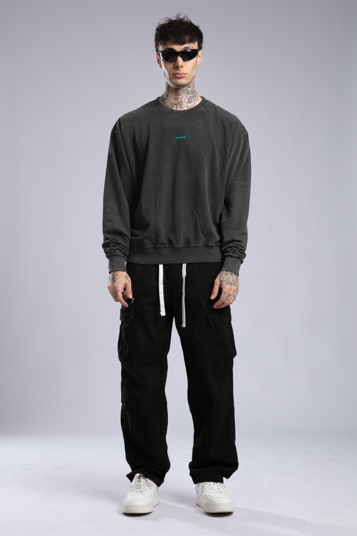 Minimal Logo Baskılı Yıkamalı Sweatshirt