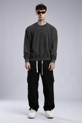 Minimal Logo Baskılı Yıkamalı Sweatshirt