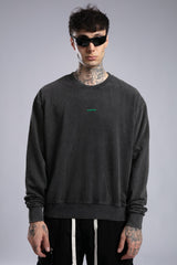 Minimal Logo Baskılı Yıkamalı Sweatshirt