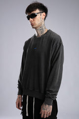 Minimal Logo Baskılı Yıkamalı Sweatshirt