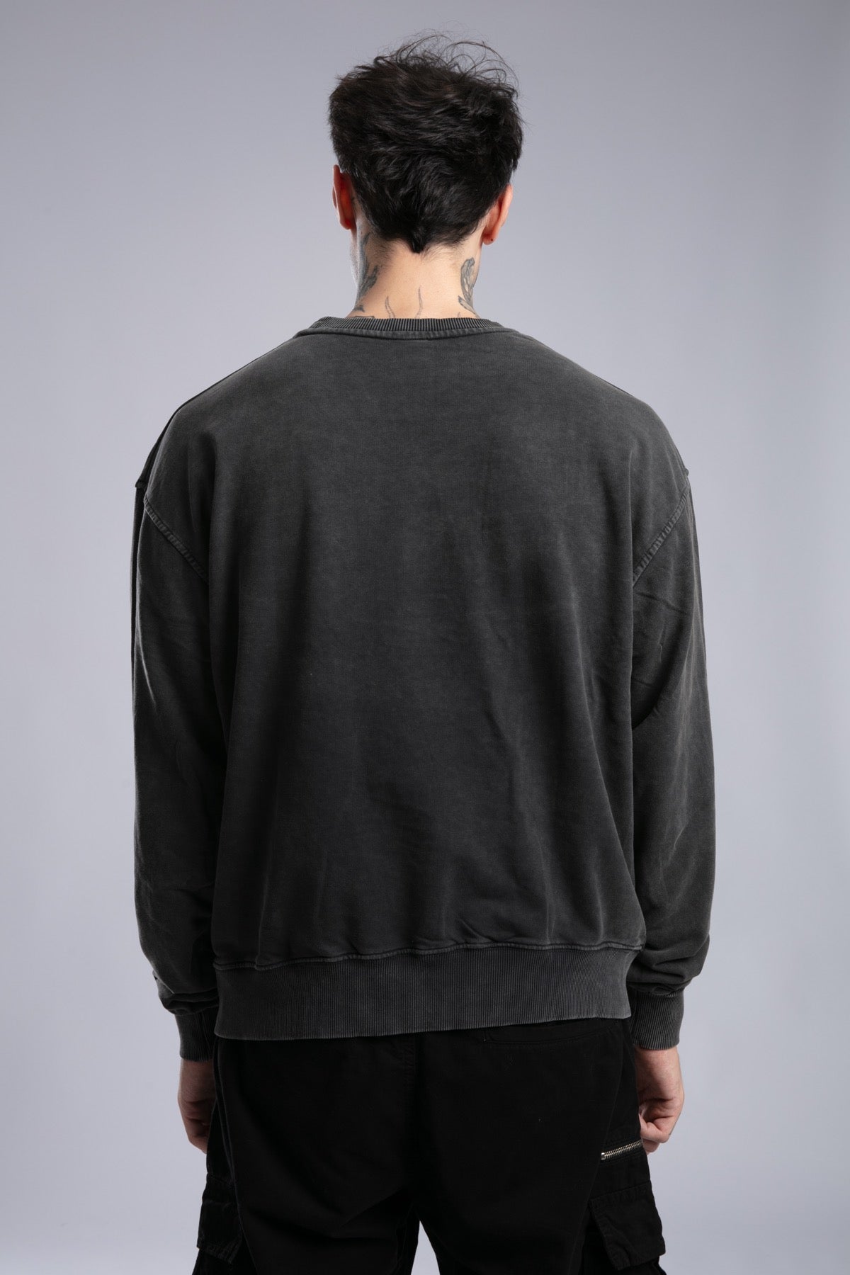 Minimal Logo Baskılı Yıkamalı Sweatshirt