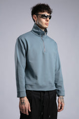 Yüksek Yaka Fermuarlı Sweatshirt