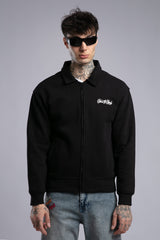 Minimal Nakışlı Fermuarlı Sweatshirt