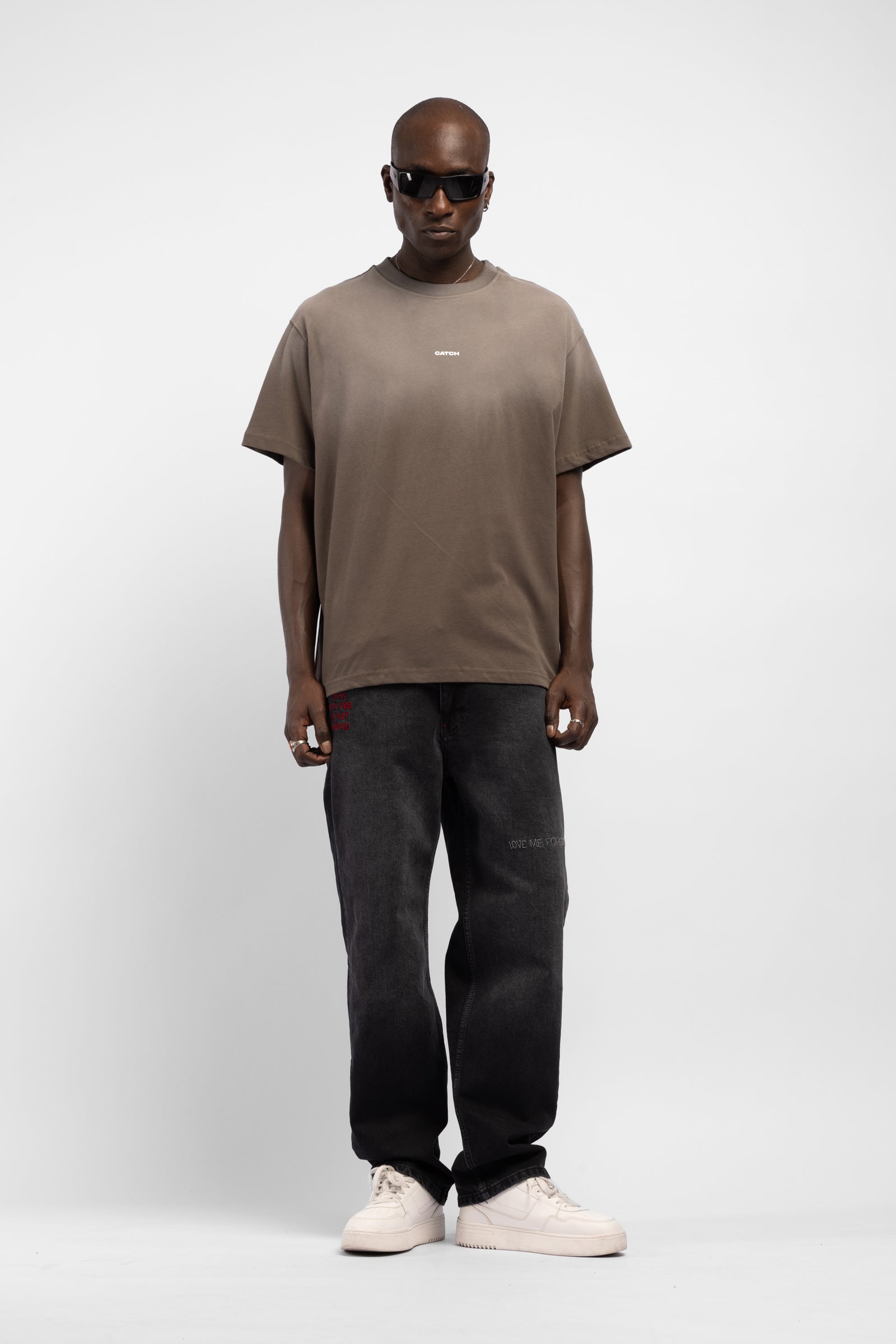 Degrade Yıkamalı Logo Baskılı T-Shirt