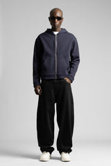 Diyagonal Kapüşonlu Fermuarlı Sweatshirt