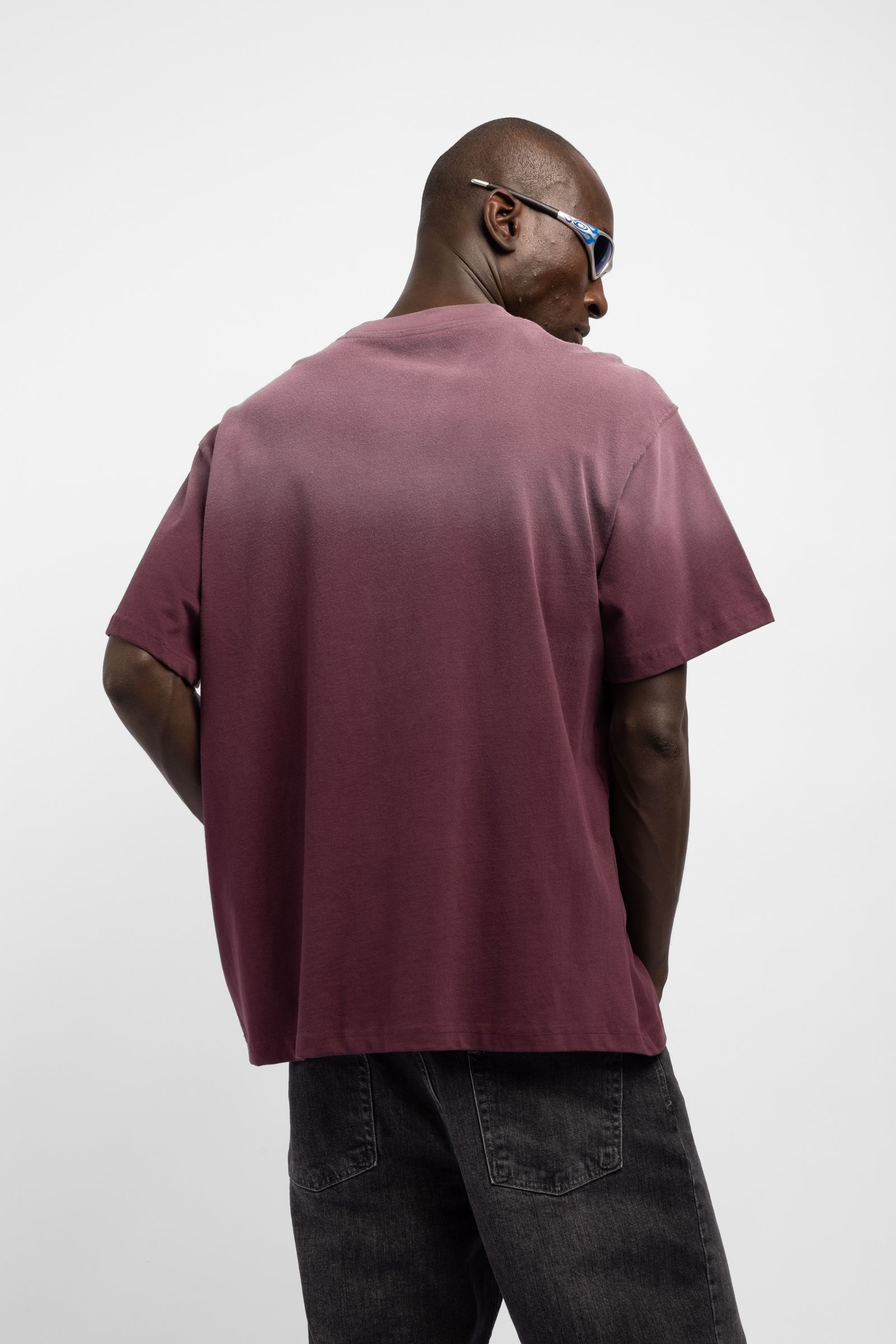 Degrade Yıkamalı Logo Baskılı T-Shirt