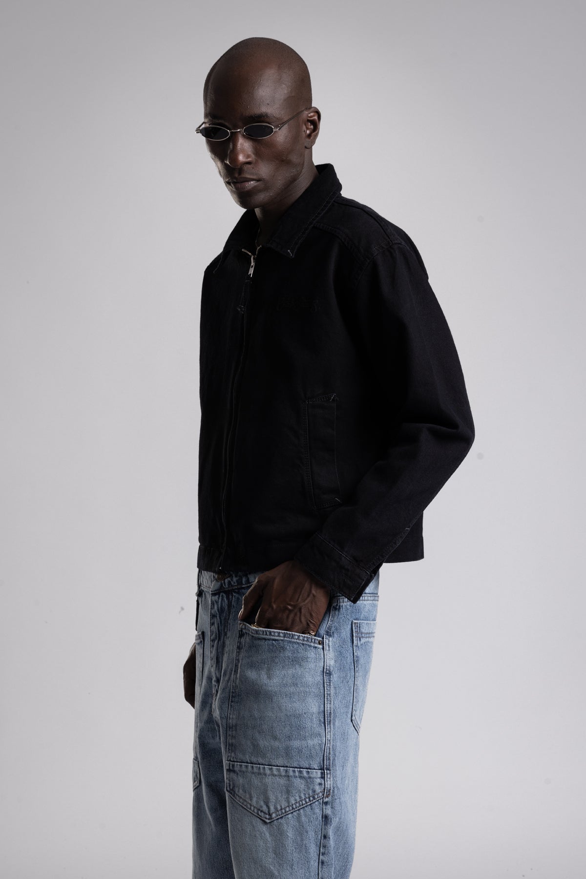 Tonal Nakış Yazı Detaylı Denim Ceket