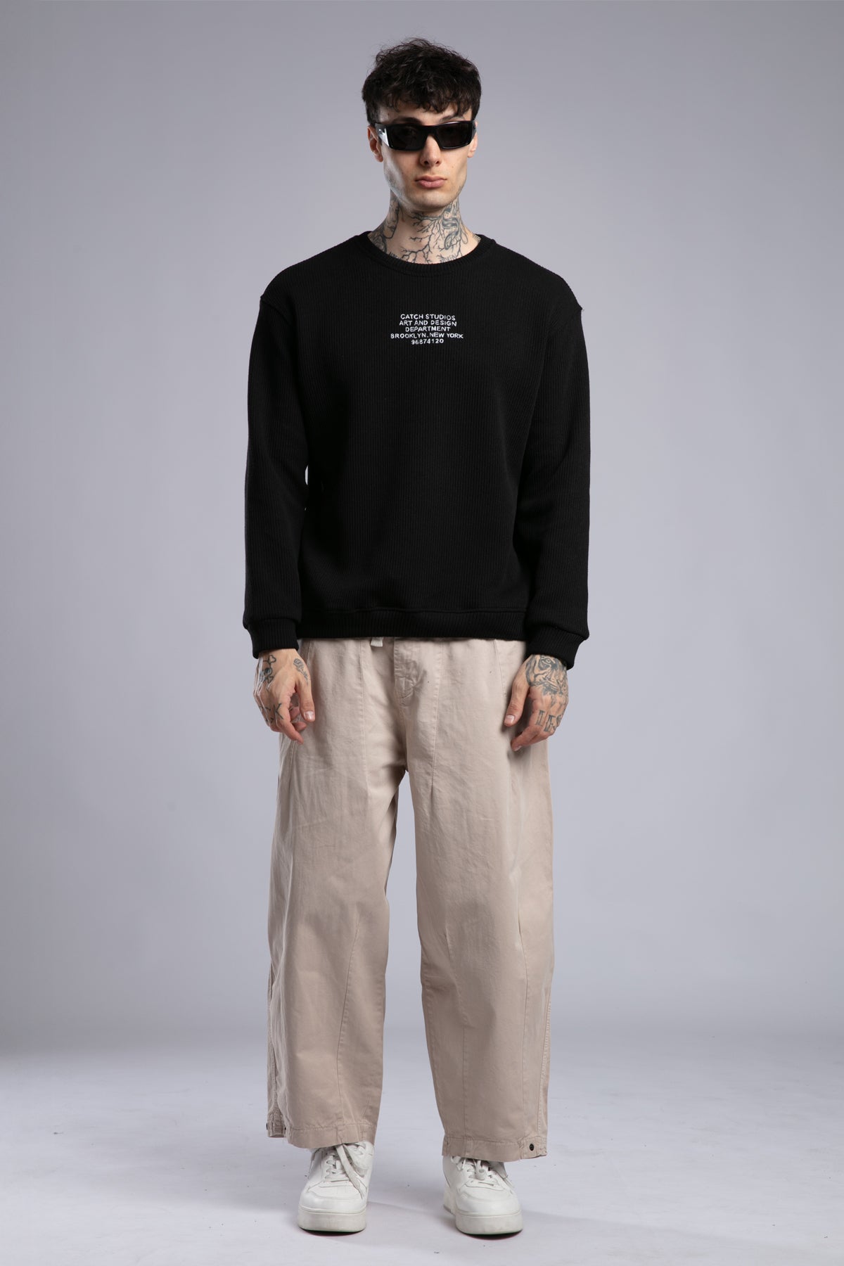 Minimal Baskılı Triko Kazak