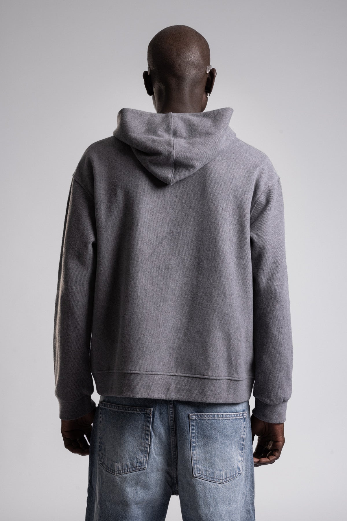 Çift Yön Fermuarlı Kapüşonlu Triko Sweatshirt