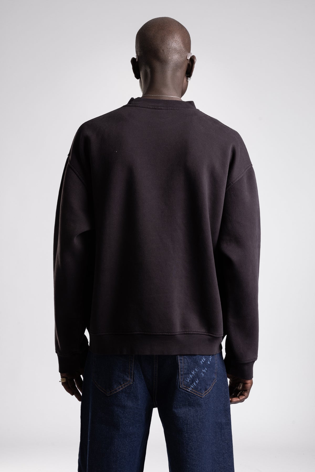 Micro Yazı Baskı Detaylı Oversize Sweatshirt