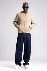 Fermuarlı Kapüşonlu Triko Kazak