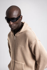 Fermuarlı Kapüşonlu Triko Kazak