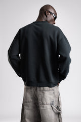 Micro Yazı Baskı Detaylı Oversize Sweatshirt