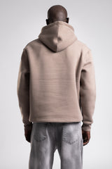 Kabartmalı Baskılı Kapüşonlu Sweatshirt