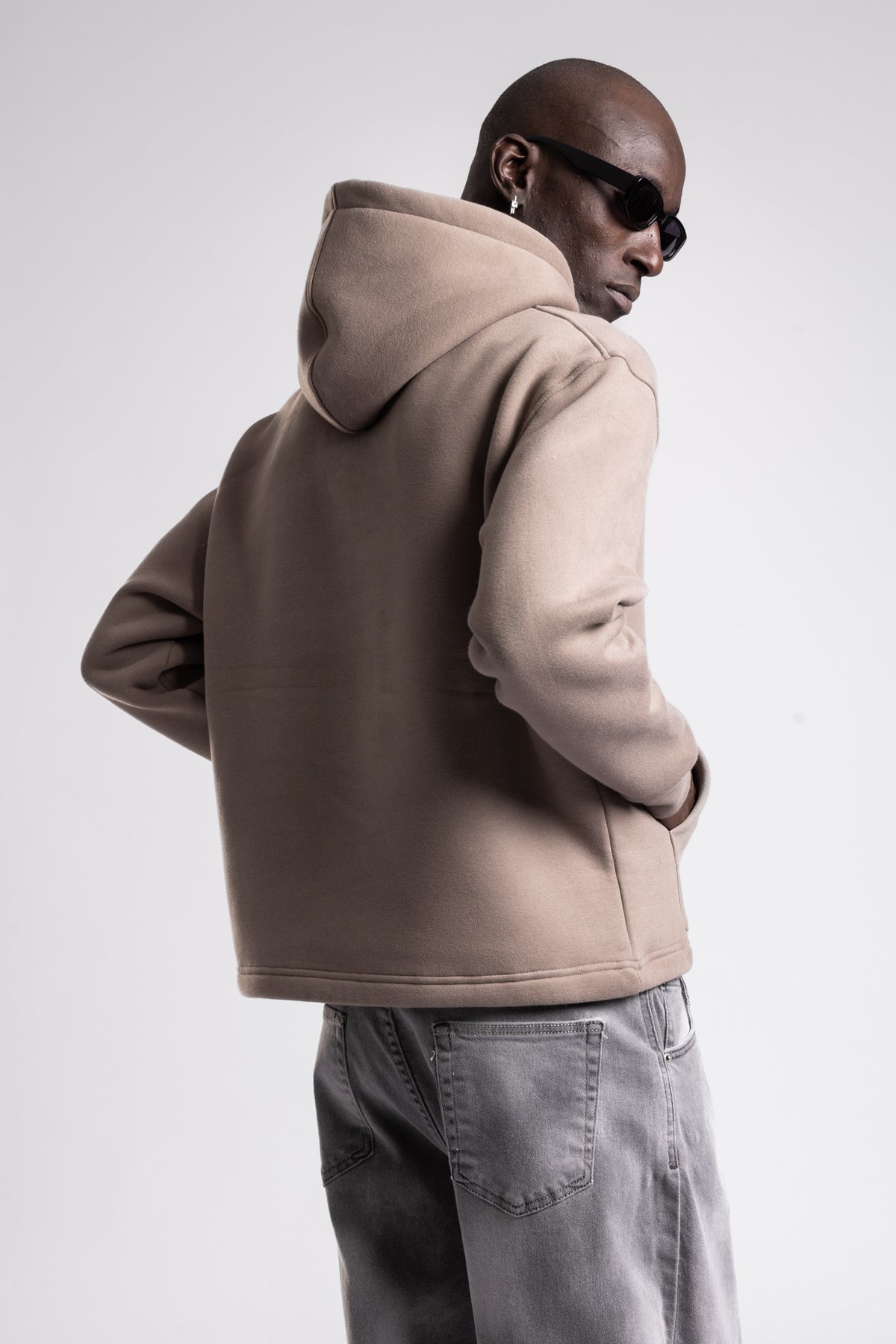 Kabartmalı Baskılı Kapüşonlu Sweatshirt