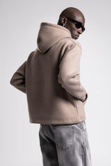 Kabartmalı Baskılı Kapüşonlu Sweatshirt