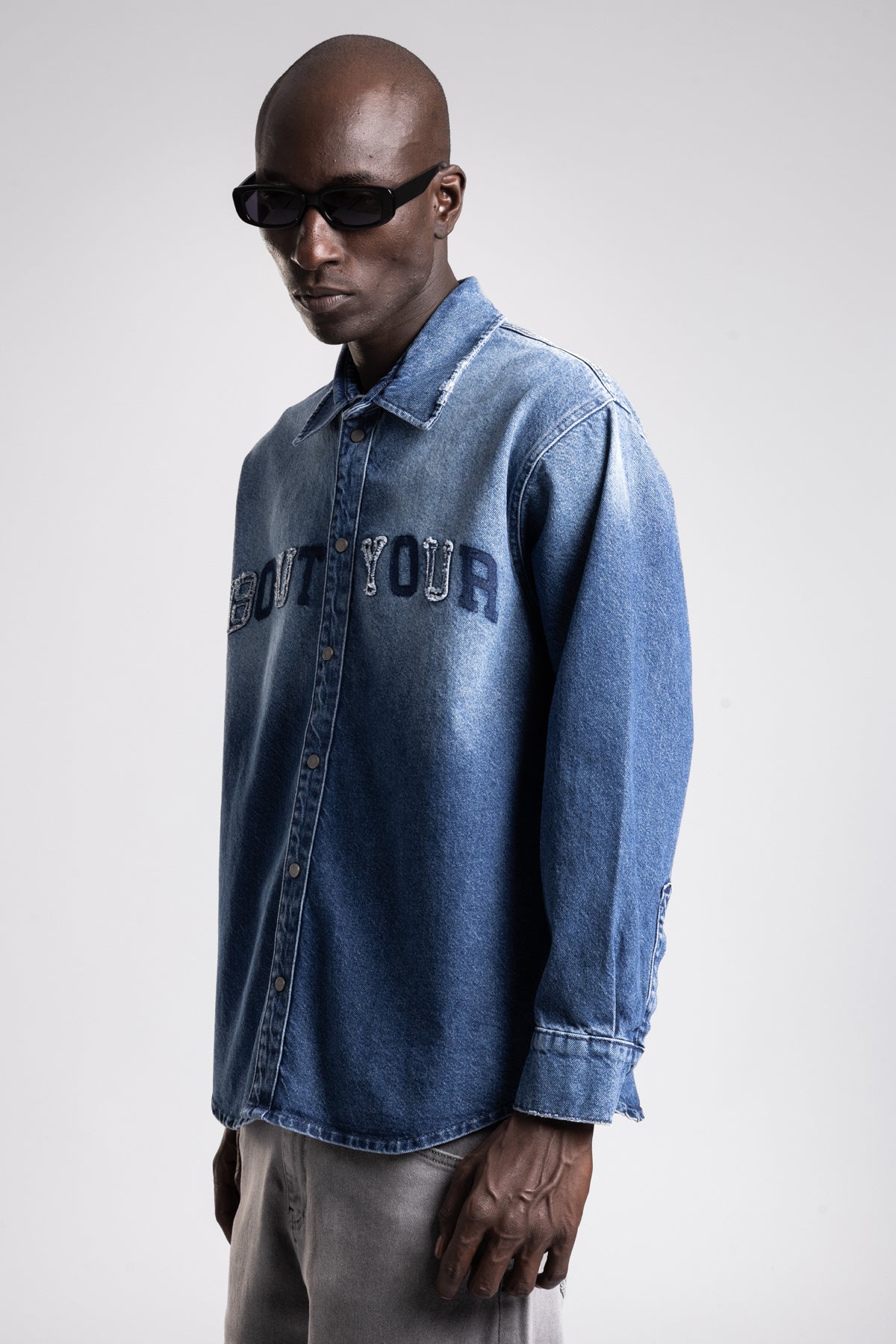 Nakışlı Denim Gömlek