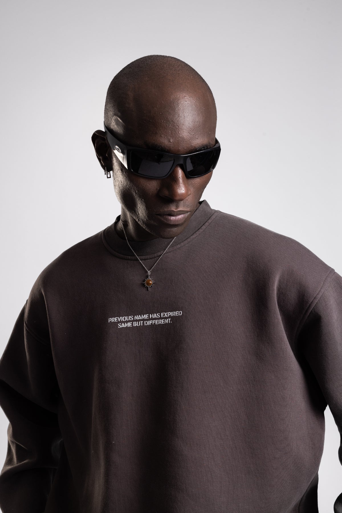 Micro Yazı Baskı Detaylı Oversize Sweatshirt
