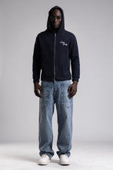 Çift Yön Fermuarlı Kapüşonlu Triko Sweatshirt
