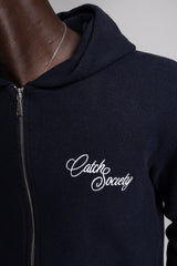 Çift Yön Fermuarlı Kapüşonlu Triko Sweatshirt