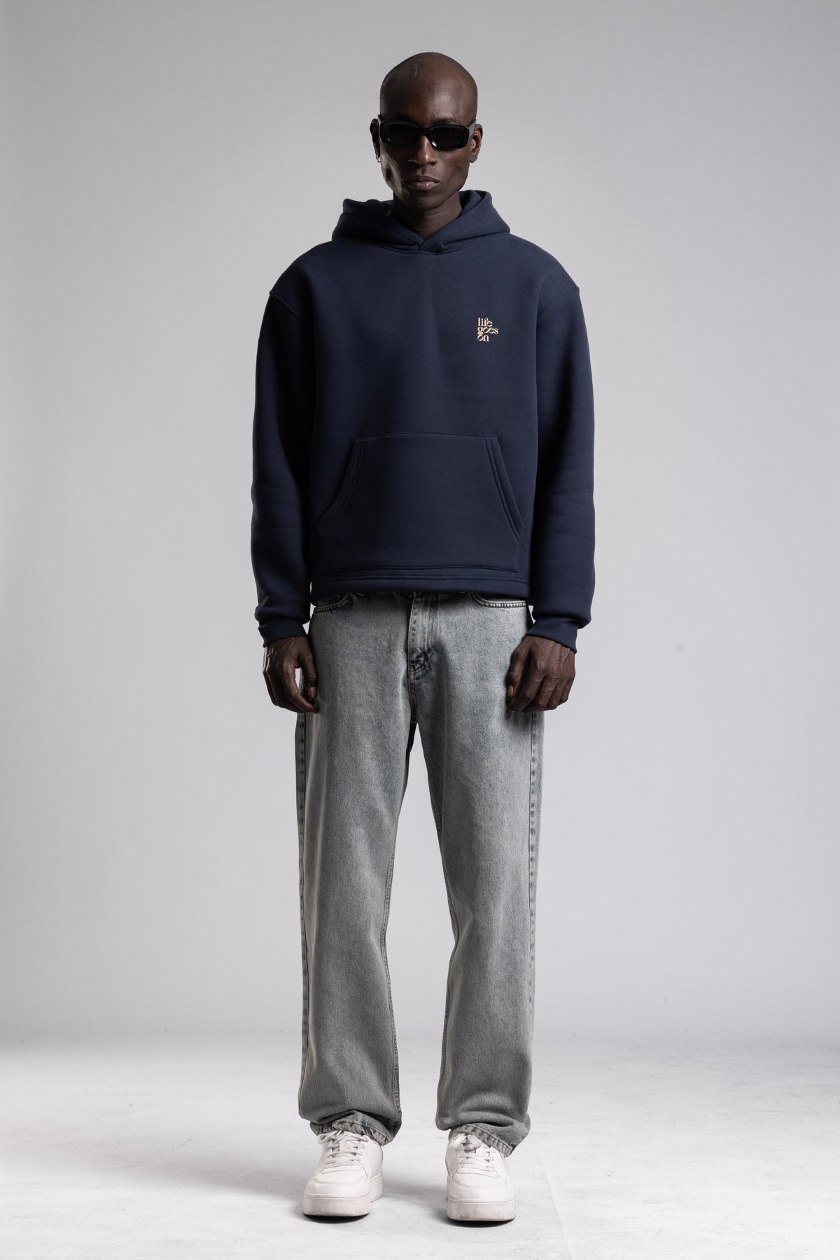 Kabartmalı Baskılı Kapüşonlu Sweatshirt