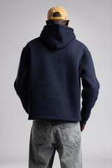 Kabartmalı Baskılı Kapüşonlu Sweatshirt