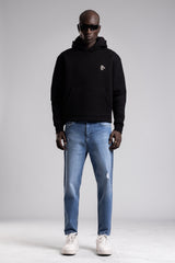Kabartmalı Baskılı Kapüşonlu Sweatshirt