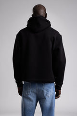Kabartmalı Baskılı Kapüşonlu Sweatshirt