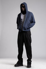 Fermuarlı Kapüşonlu Triko Kazak