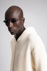 Fermuarlı Kapüşonlu Triko Kazak