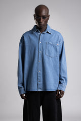 Metal Snap Düğmeli Denim Gömlek