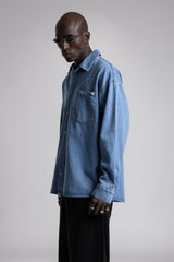 Metal Snap Düğmeli Denim Gömlek