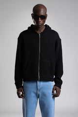 Fermuarlı Kapüşonlu Triko Kazak