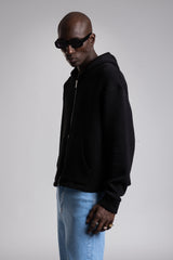 Fermuarlı Kapüşonlu Triko Kazak